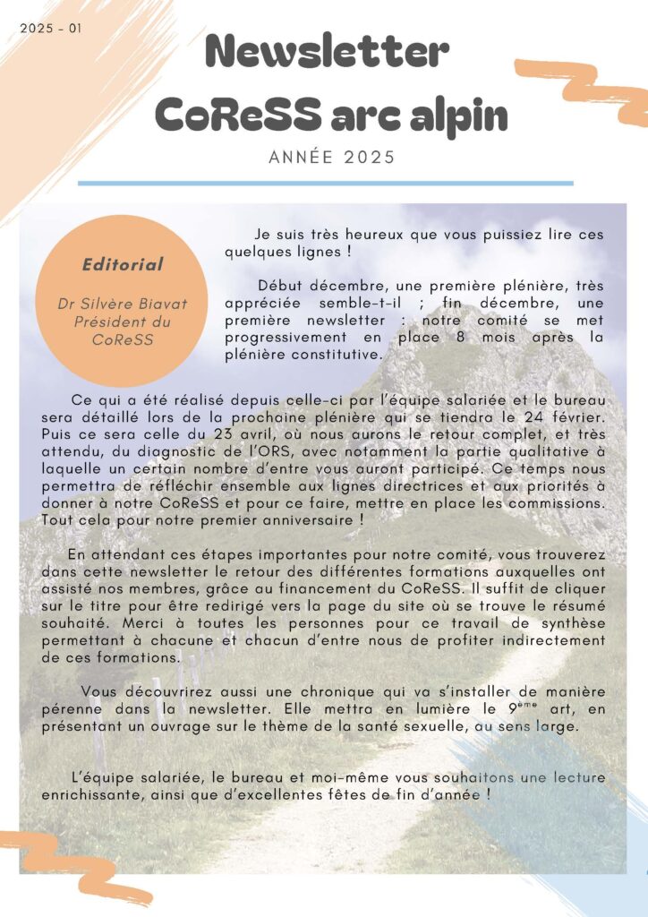 Newsletter CoReSS Arc Alpin 2025 page 1